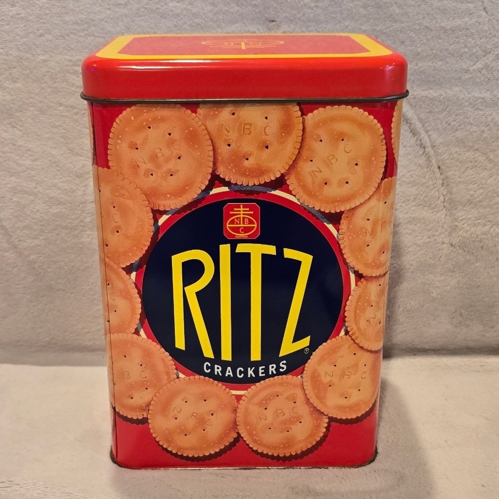 Vintage 1994 Ritz Crackers Tin Nabisco Red Metal Advertising Canister Box